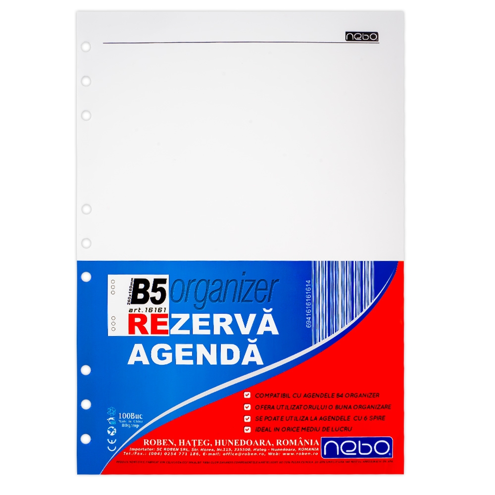 Rezerva agenda B5 100 file|set - NEBO