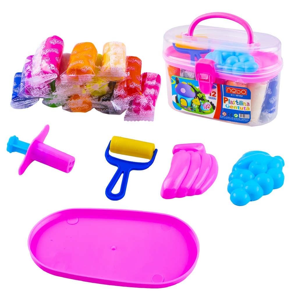 Plastilina 12 culori/gentuta + accesorii - NEBO