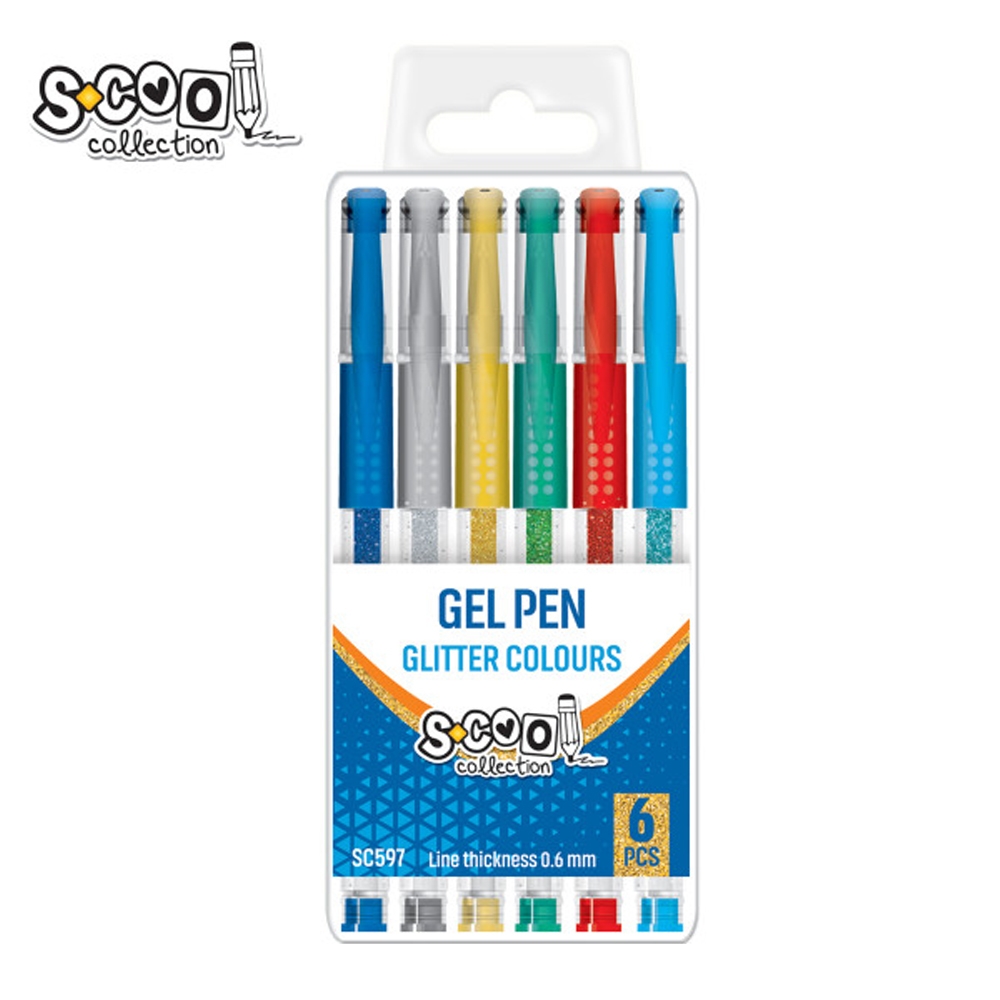 Pix cu gel, sclipici, 6 buc/cutie - S-COOL