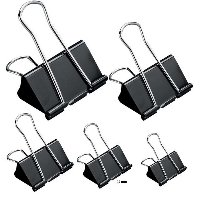 Clipsuri metalice, negre, 25mm, 12buc/set - OFFISHOP