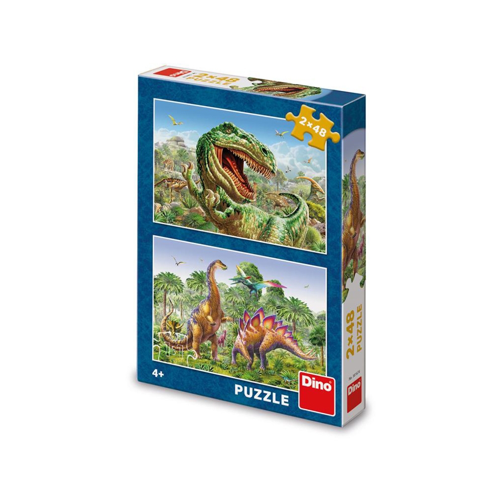 Puzzle 2x48 piese, Dinozauri - DINO TOYS