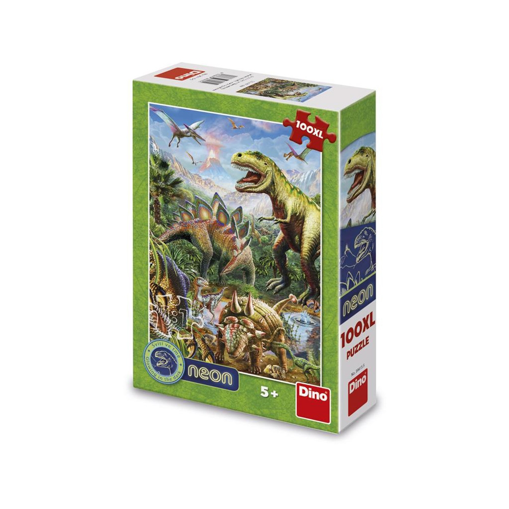 Puzzle 100 piese, neon, Dinozauri - DINO TOYS