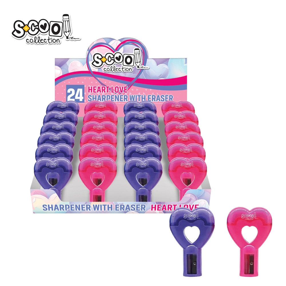 Ascutitoare cu radiera, inimioara, 24 buc/display - S-COOL