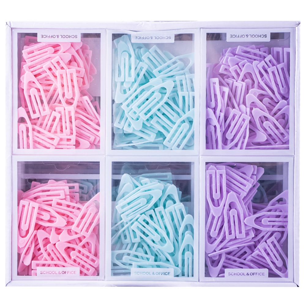 Agrafe din plastic, 38mm, 60 buc/set, culori pastel - Bachang