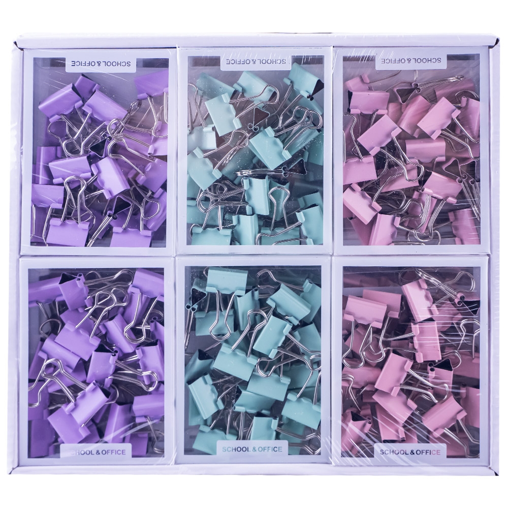 Clipsuri din metal, 19mm, 25 buc/set, culori pastel - Bachang