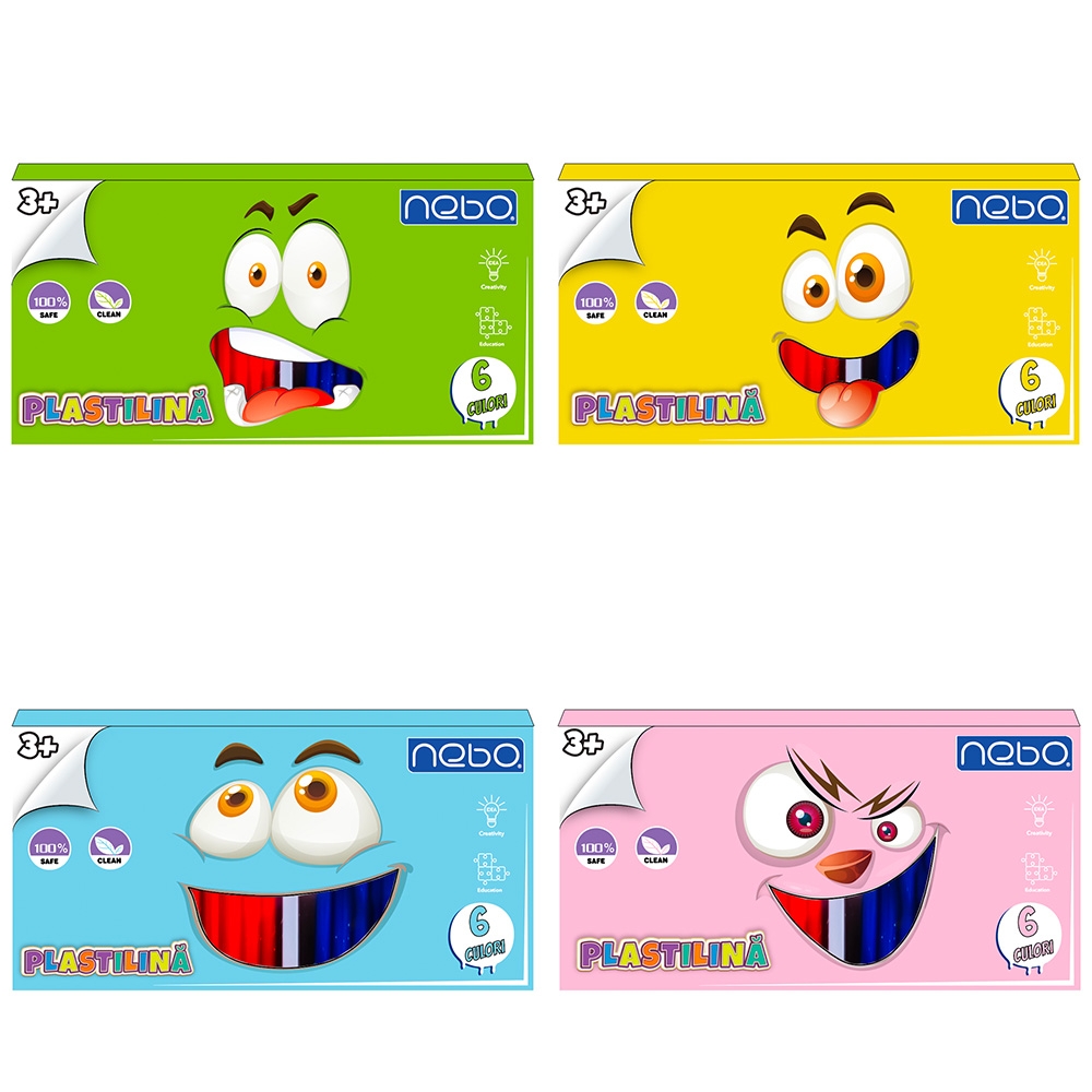 Plastilina 6 culori, 120g, in cutie - NEBO