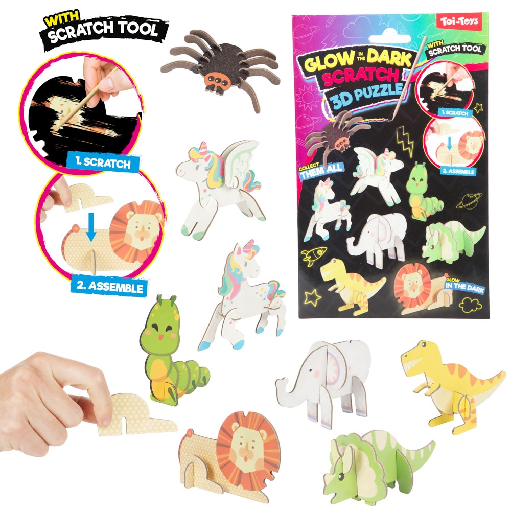 Puzzle din lemn, Razuieste si descopera - Toi-Toys