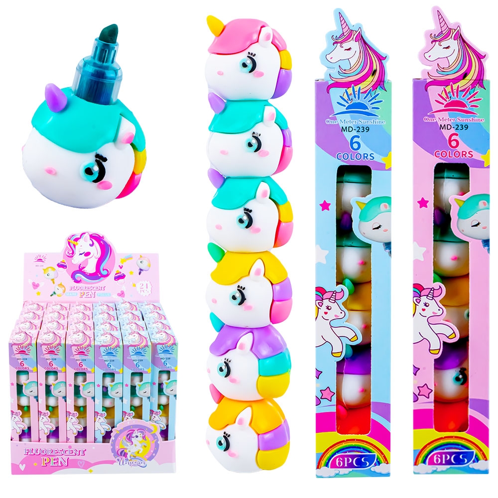 Text marker stivuibil, Unicorn, 5 culori/set