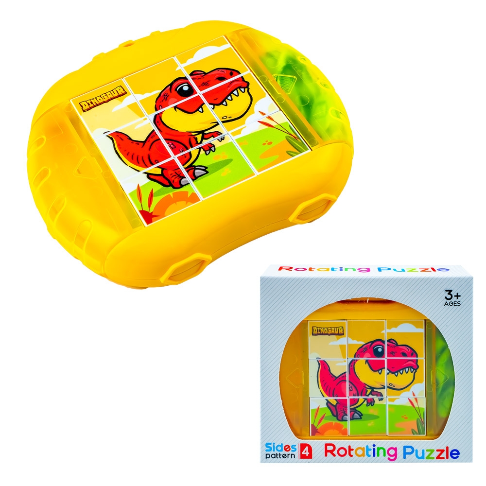 Puzzle educativ, cu 4 fete, Dinozaur