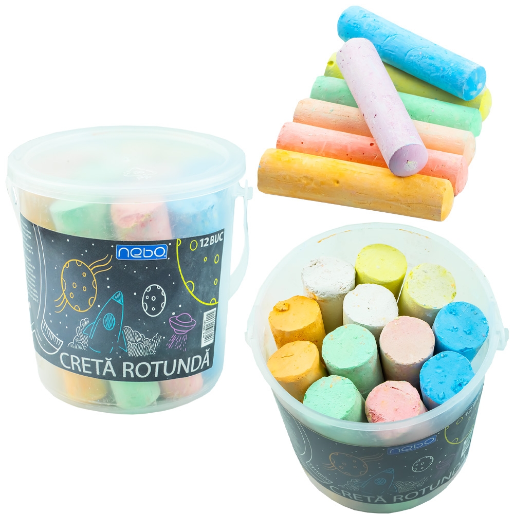 Creta JUMBO color, rotunda, 12 buc/set - NEBO