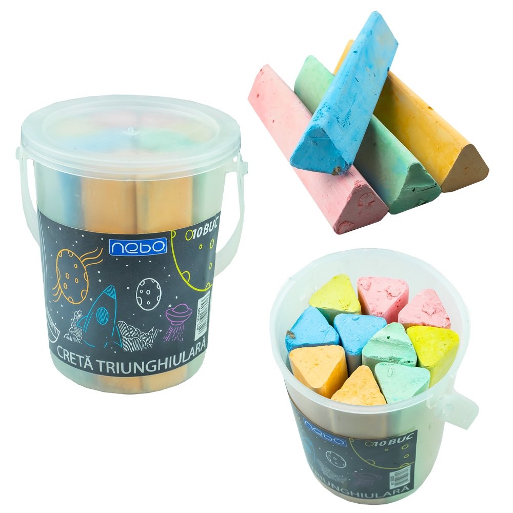 Creta JUMBO color, triunghiulara, 10 buc/set - NEBO