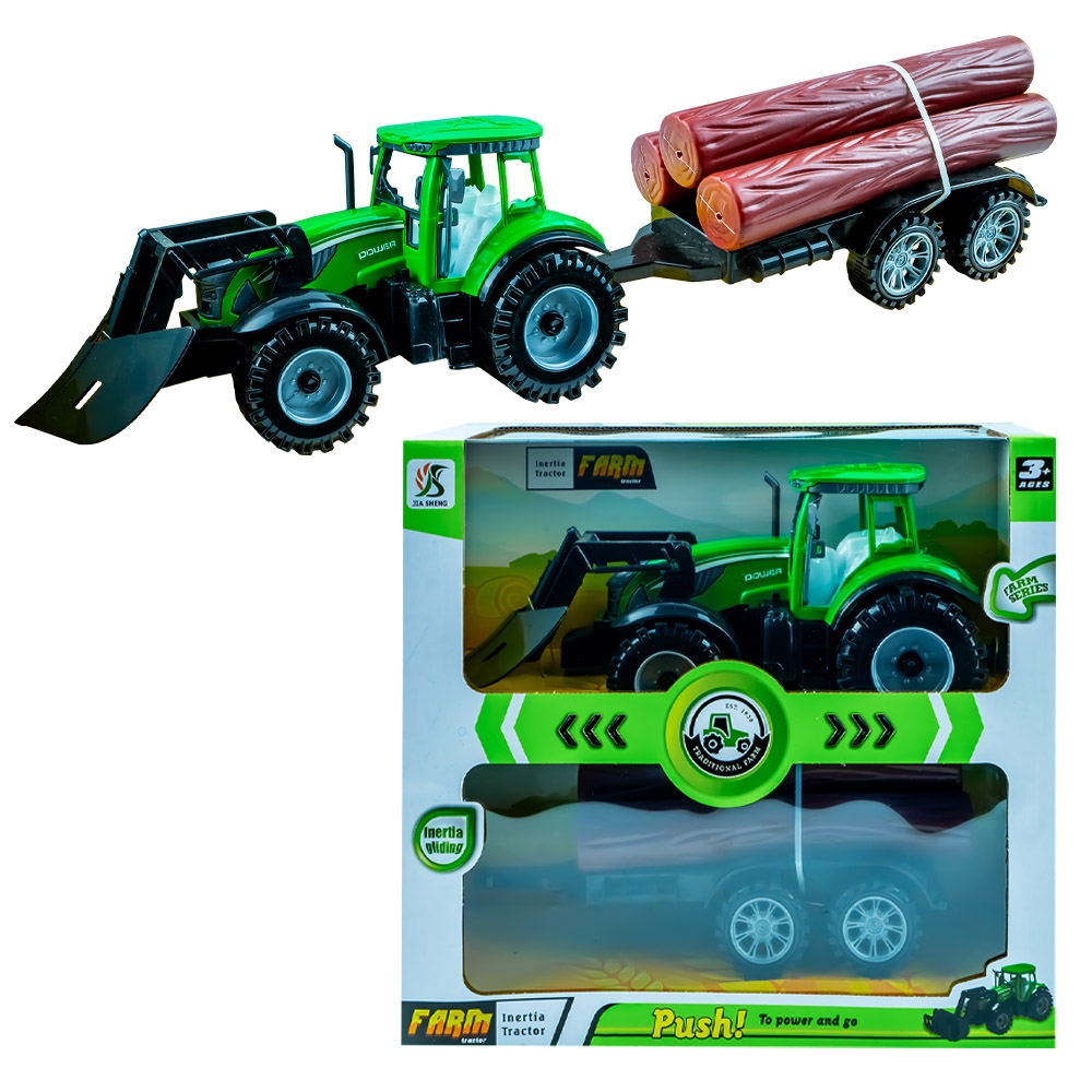 Tractor cu frictiune si remorca lemne