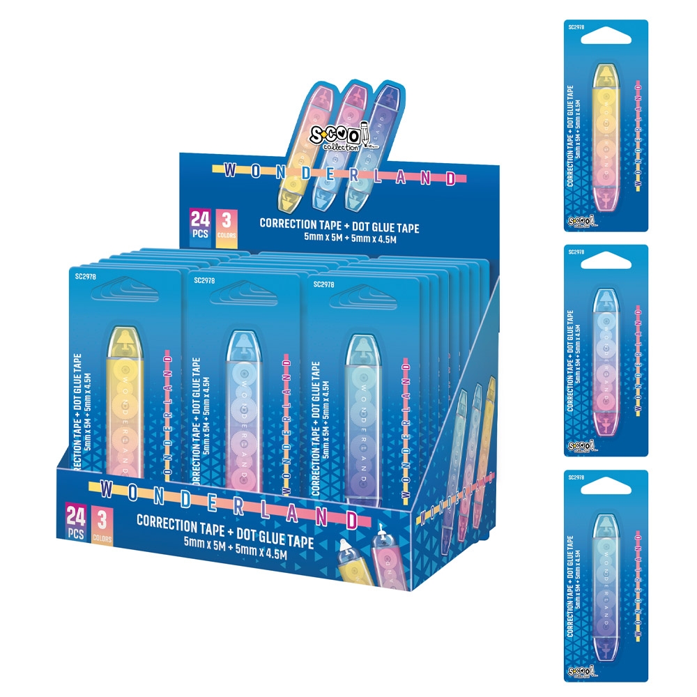 Corector si lipici banda, 2 in 1, 5mmx5m/5mmx4.5m, 1 buc/blister  - S-COOL